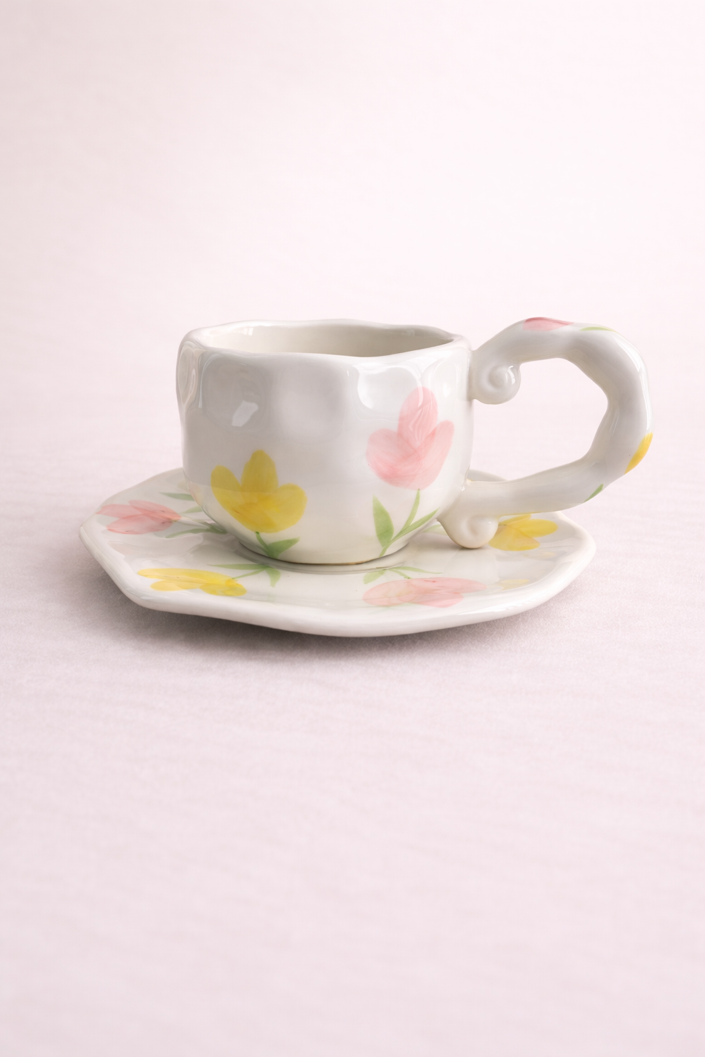 FLOWERS Design Mug & Saucer Set