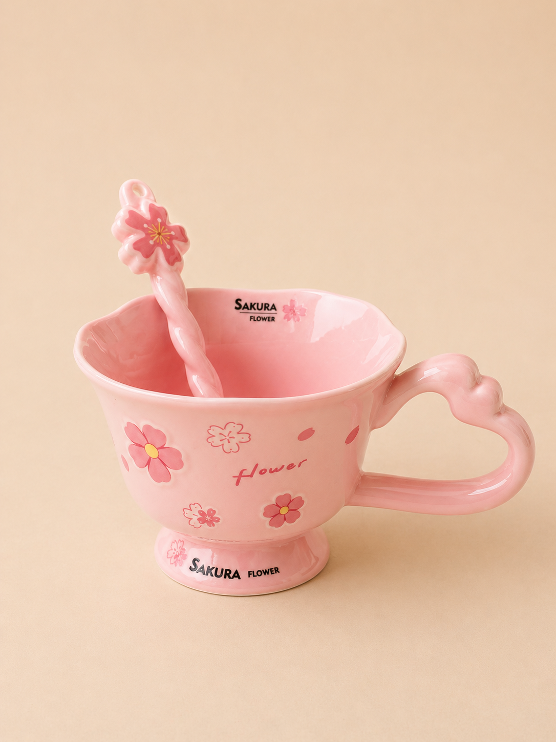 PINK CUP WITH SPOON