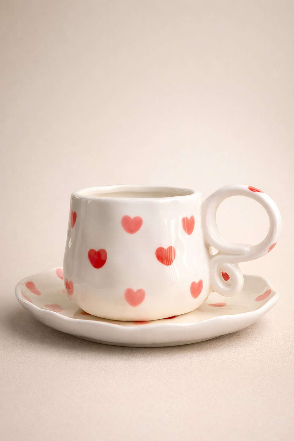 Heart Design Mug & Saucer Set