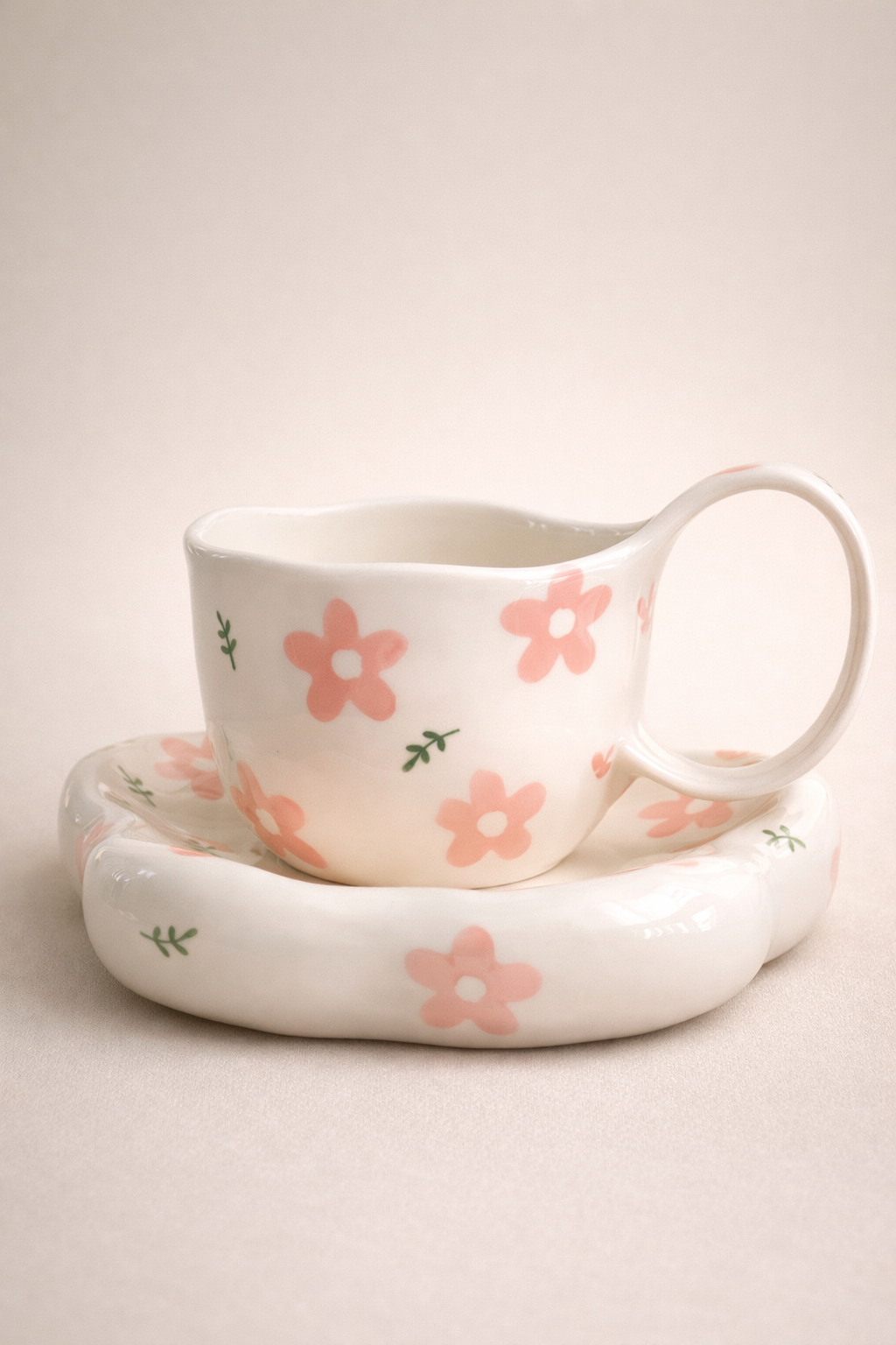 FLOWER Design Mug & Saucer Set