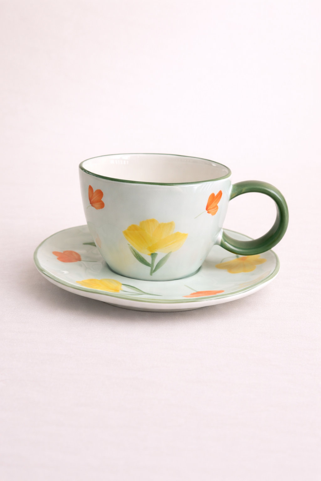 FLOWER Design Mug & Saucer Set